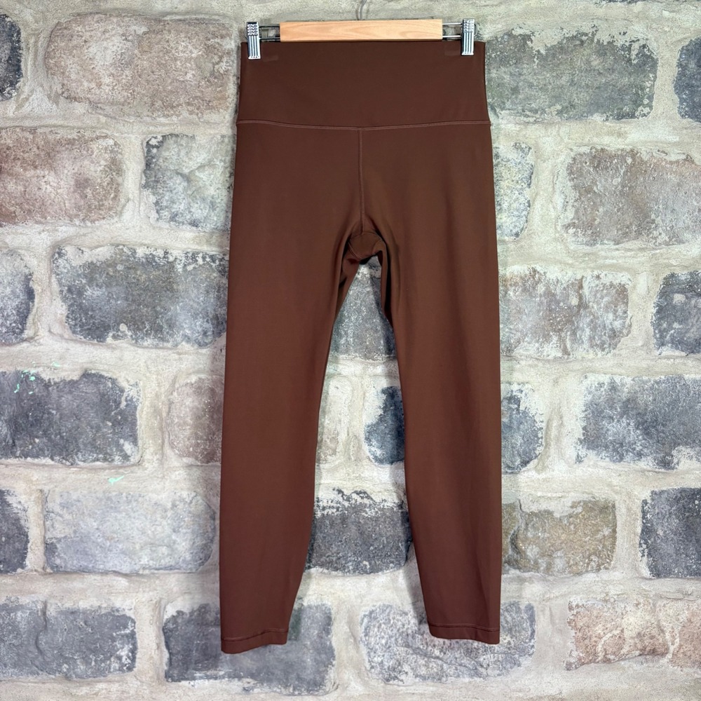 Heynuts Womens High Waisted 7/8 Athletic Leggings Brown Solid Activewear Yoga